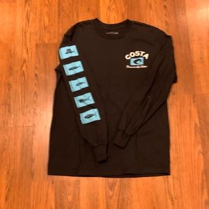 Costa Men’s Medium Long Sleeve 100% Cotton Tee Shirt, Black with graphics